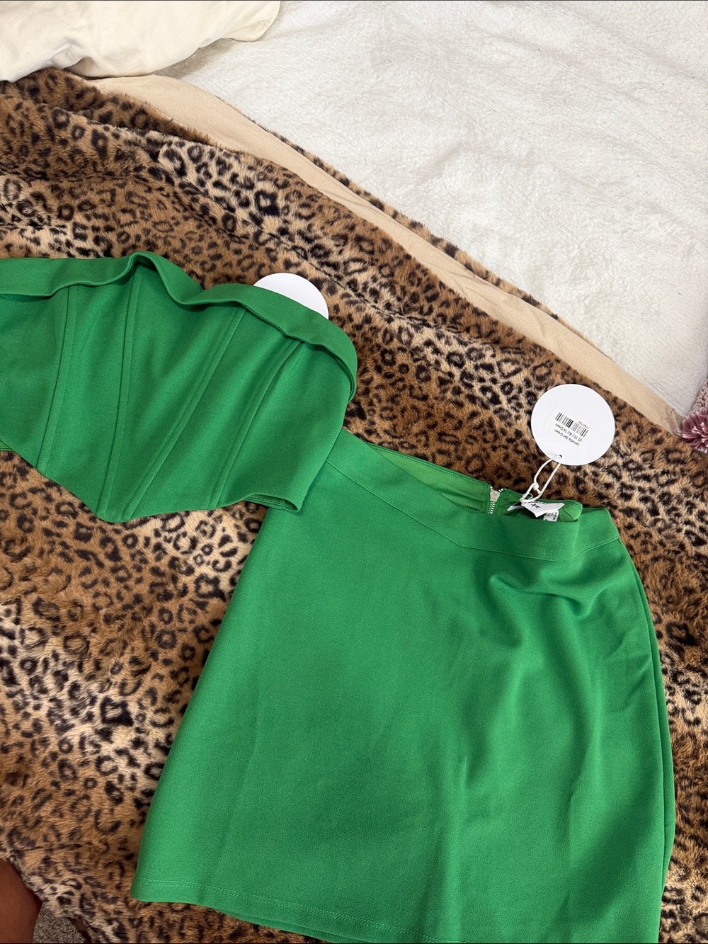 Princess Polly Green Strapless Two-Piece Mini Skirt Set